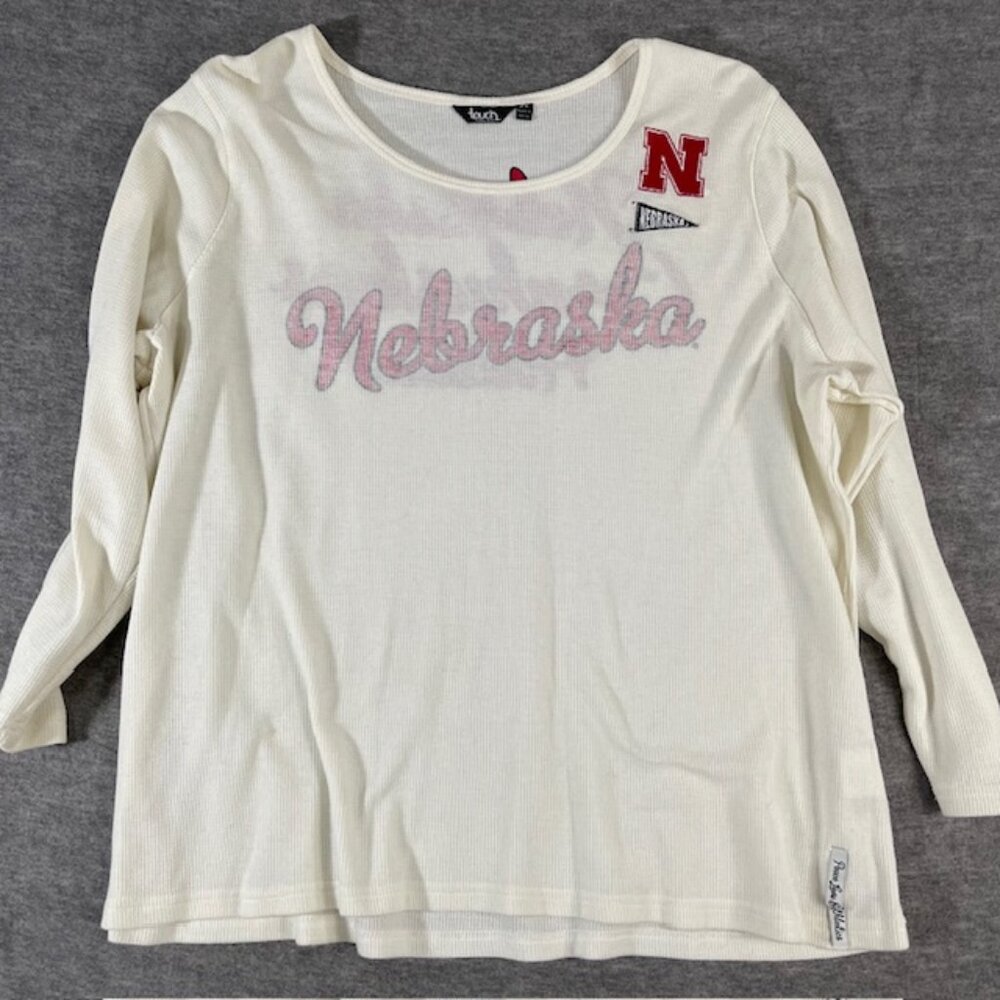 Nebraska Cornhusker Touch by Alyssa Milano Women's 2X Long Sleeve Waffle Shirt